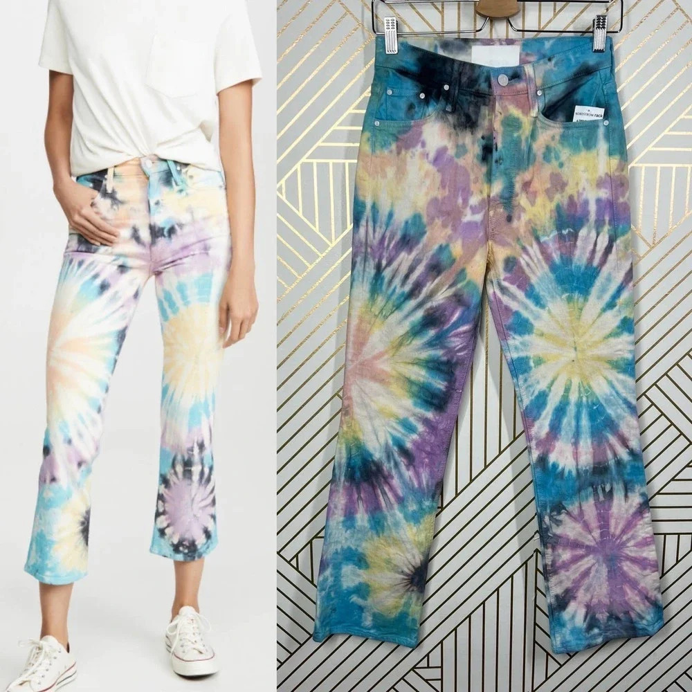 Mother Superior The Tripper Swirling‎ Secrets Tie Dye Crop Jeans Size US 26